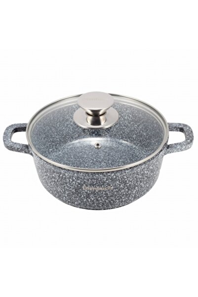 Kamille Pot with glass lid, Ofenbach, Aluminum/Granite, 6.5 L, 28 cm, Gray/Tr...