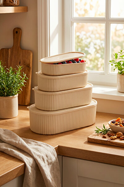 Homekolik 4-Piece Ecen Cream Storage Container Set with Lid (500, 850, 1100, ...