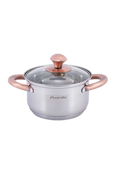 Kamille Stainless Steel Pot with Glass Lid, 1.5 L (16 cm), Induction