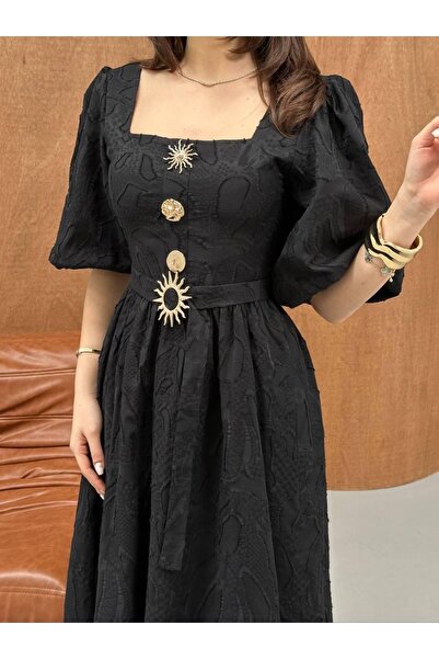 Ekim Store Sun Buckle Lace Long Dress