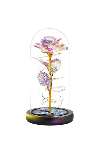 OEM Trandafir etern, criogenic, în cupolă de sticlă, cu lumini LED, cutie ele...