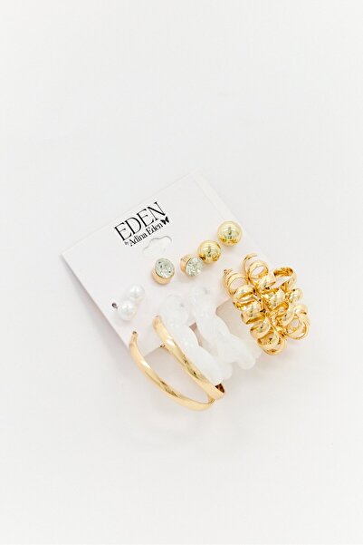 EDEN by Adina Women 6 Pairs Stud and Hoop Earring Set, Multicolor