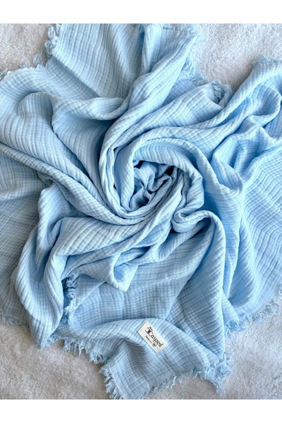 BEREN Mini Cayzen %100 Pamuk 4 Katlı Müslin Bebek Battaniyesi 90x130 cm Püskü...