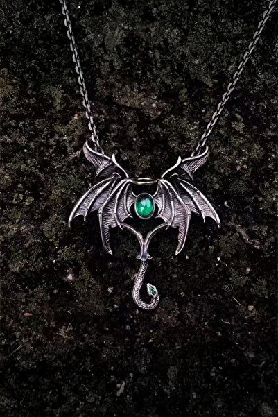 Karakedi Silver Dragon Wing Demon Necklace