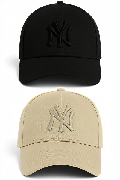 Verahed 2-Pack Ny New York Embroidery Unisex Baseball Black Beige Hat Women's...