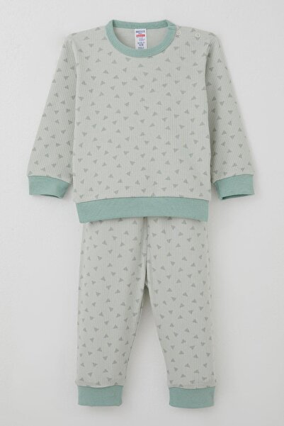 Breeze Baby Boy Pajama Set with Shoulder Patches, Mini Triangles Pattern, 4 M...