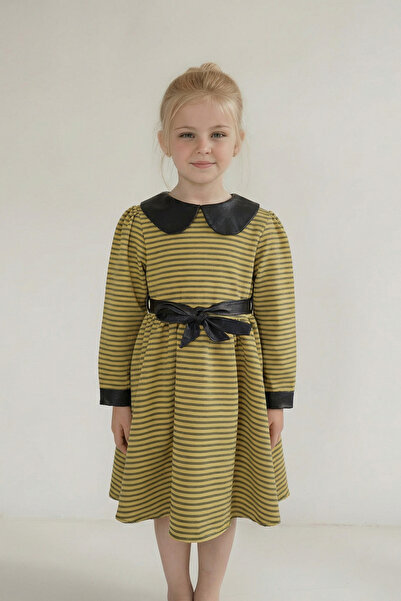 FESSHERA KİDS Rochie pentru fete, cu detalii din piele artificială, guler tip...