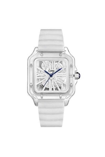 catera Men's watch with transparent rubber strap in white