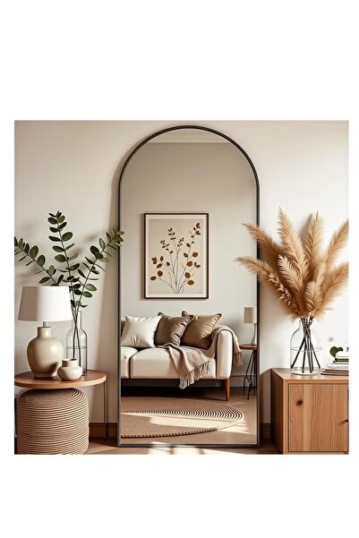 Mtanvxay 80x180cm Large Floor Mirror Modern Arched Iron Frame Decorative Mirr...