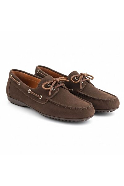 NE&VE SHOES Brown Suede Genuine Leather Lace-Up Moccasin Women's Loafer