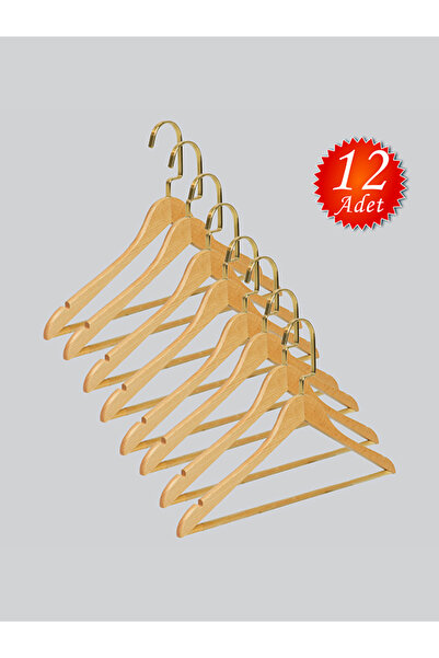 NYN Drvena (GOLD HOOK LAMA) vešalica za košulje i pantalone sa šipkom, prirod...