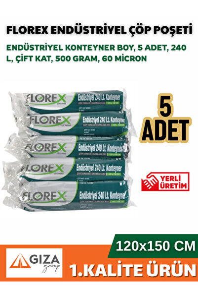 Florex 240 Lt Industrial Container Garbage Bag Garbage Bag 120X150 cm 5 Rolls...