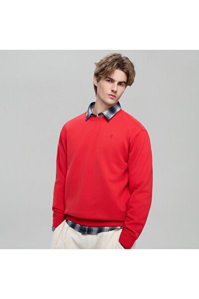 Giordano سويت شيرت رجالي مريح برقبة دائرية مطرز