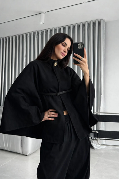 cemo Kuşgözü Detaylı Kemerli Panço