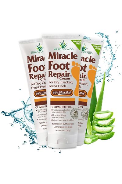 Miracle of Aloe Miracle Foot Repair Cream, (1 oz / 3 Pack)