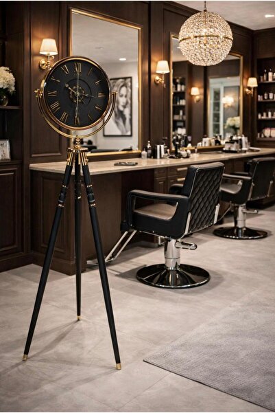 Serdemdizayn serdem TRİPOD AHŞAP AYAKLI-(40X40)-GOLD DEKORATİF SAAT