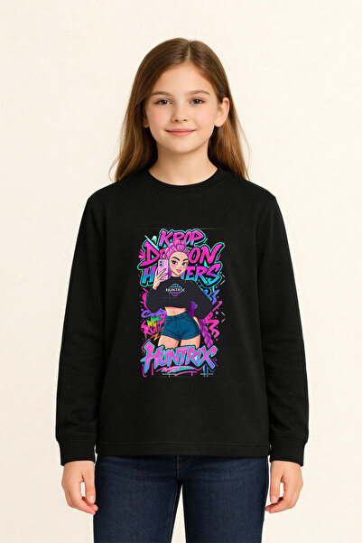 MYADA K-Pop Huntrıx Baskılı Uzun Kollu Çocuk Tişört 27035
