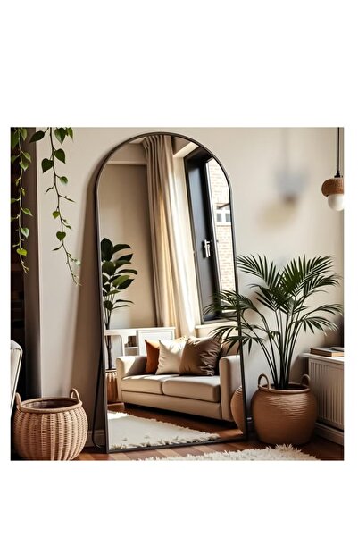 Mtanvxay Arched Iron Frame Floor Mirror 80x180cm Multipurpose Standing Hangin...