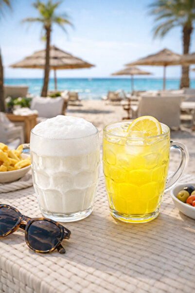 MADAME LUDA Ayran/Lemonade/Soft Drink/Water Glass with Handle/1 Piece-540 Cc/Ml.