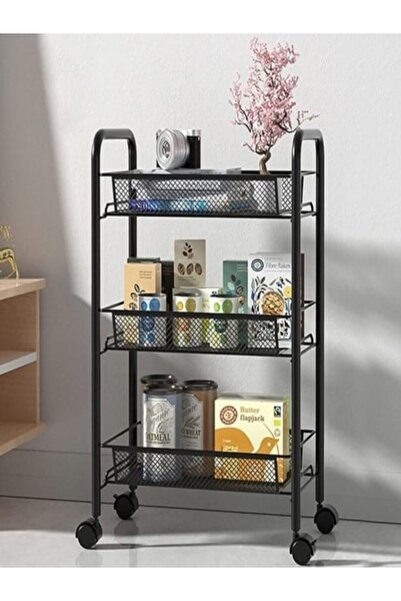 Ruhhy 3-tier mobile shelf, metal, on wheels, universal organizer, perfect for...