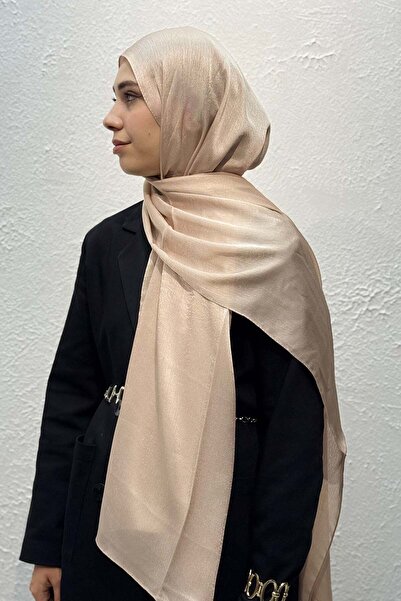 levamor eşarp şal LEVAMOR Kadın İpek Karışımlı Parlak Floş Abiye Şal Koyu Krem