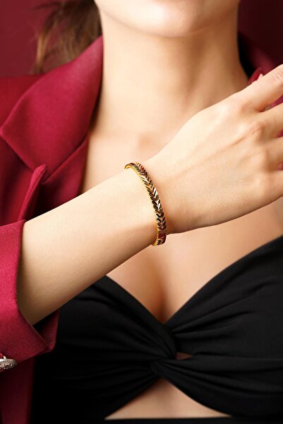 Fiyonk Kuyumculuk 22 Ayar Görünümlü 14 Ayar Altın Yaprak Kelepçe - 2026 Yeni ...