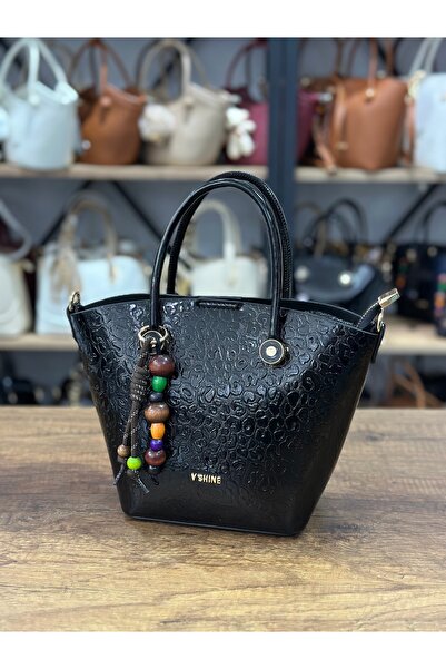 V'SHINE MODEL 3118 CHARM DETAYLI EL VE OMUZ ÇANTASI (SİYAH RGN LEOPAR)