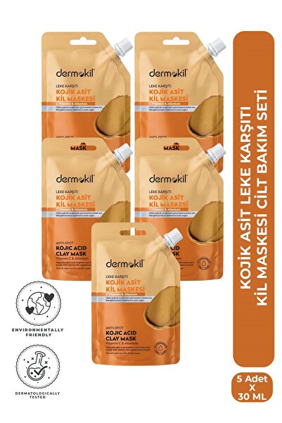 Dermokil Leke Karşıtı Kojik Asit Kil Maskesi Cilt Bakım Seti 30 ml x 5 Adet