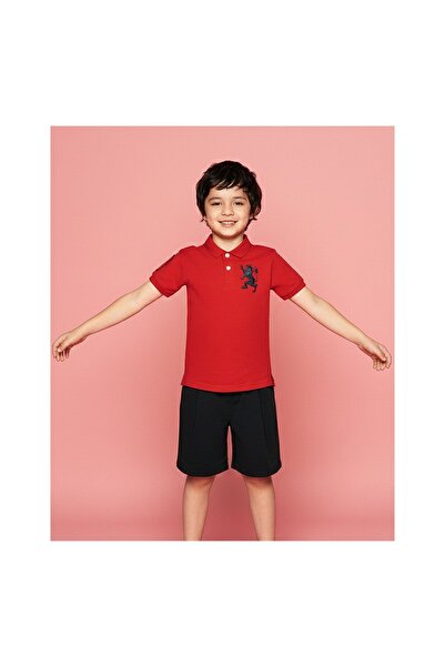 Giordano قميص بولو قطني مطرز بشعار الأسد، بقصة ضيقة، مناسب للأطفال