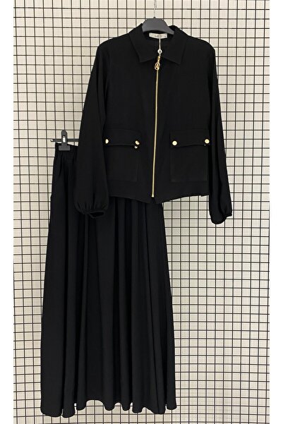 Armine Double Pocket Zippered Natural Fabric Summer Skirt Set