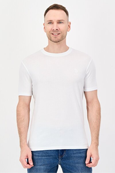 U.S. Polo Assn. Men Crew Neck Brand Logo Short Sleeve T-Shirt, White