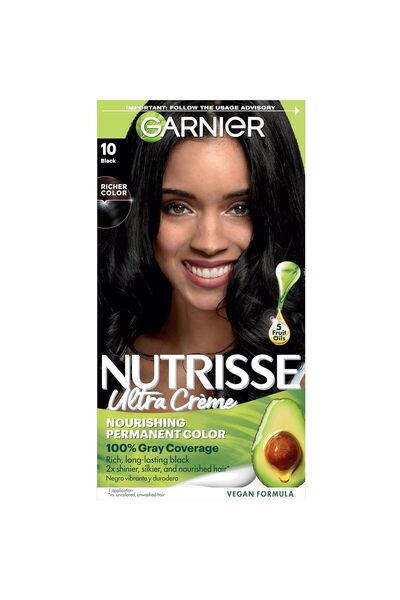 Garnier Hair Color Nutrisse Nourishing Creme, 10 Black (Licorice) Permanent H...