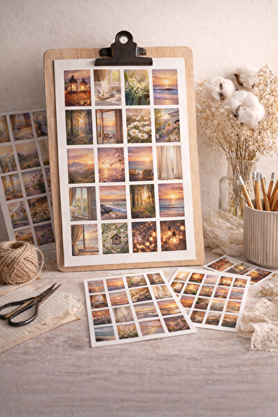 Runrux Gün Işığı & Manzara Bullet Journal Sticker Seti – 4 Sayfa 80 Adet Mini...