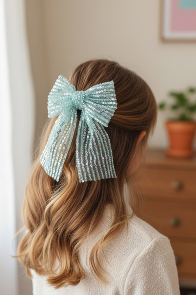 chipiques Срібна паєтка і бісерна обробка М'ятно-зелена тюлева балерина-банти...