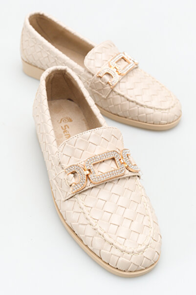 SENASTİL Γυναικεία καθημερινά παπούτσια μπαλαρίνας με πλεκτό σχέδιο, αξεσουάρ...