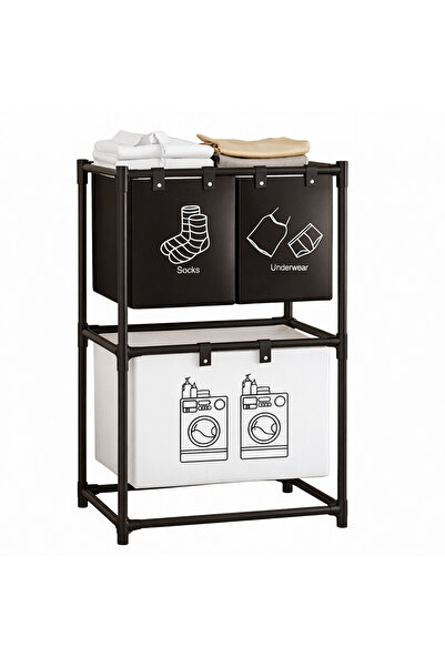 LEIHMANN Suport de depozitare pentru haine cu 3 cosuri