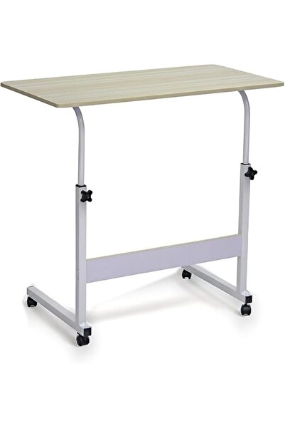 Afifa Furniture Beige & White Laptop Table with Wheels – Portable Standing De...