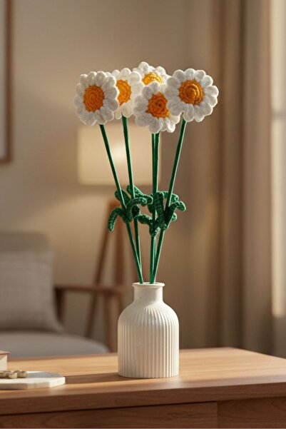 Uretti - Tuğba 9352 0108 Hand Knitted 5-Piece Daisy Bouquet