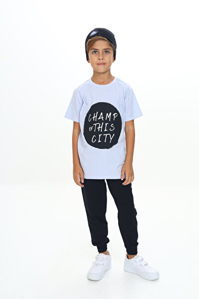 Toontoy طقم للأولاد مكون من قطعتين: تي شيرت مطبوع برقبة دائرية وأكمام قصيرة م...