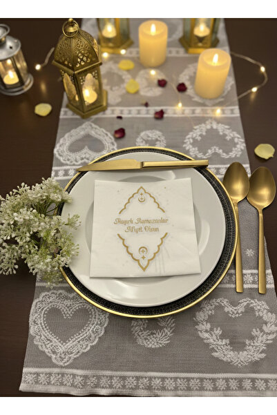 HB LİFE Ramazan Özel Tasarım Şık İftar Sofrası Sunum Peçetesi - 5'li Paket Ba...