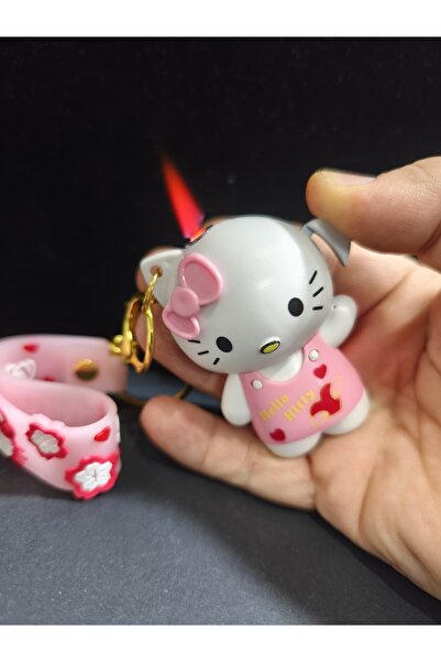 enyatakı Hello kitty modeli ızgaralı pürmüzlü kaliteli anahtarlık tarz çakmak