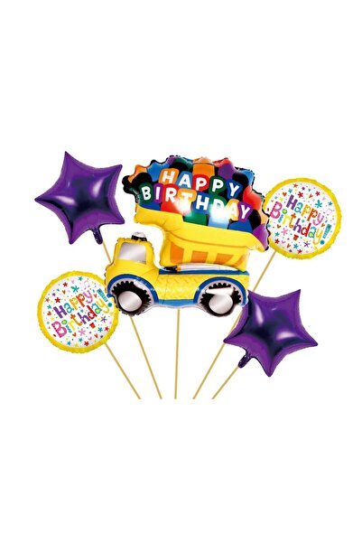 MP Mirific Party Set of 5 Multicolored Metallic Balloons - Truck Theme