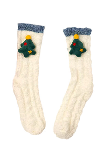 EFAYN.RO Women's socks, warm, soft, accessorized, universal size, beige with ...