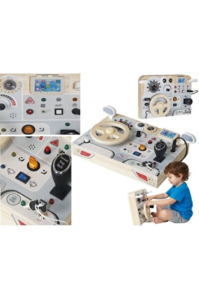 indiggo Jucărie educativă din lemn JuniorDriver, bord auto interactiv, volan,...