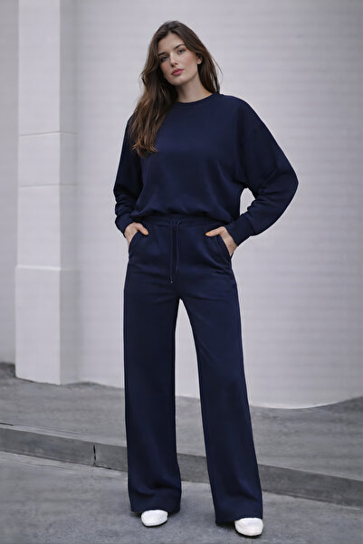 BayBayan طقم رياضي نسائي من مودال بريميوم بأكمام طويلة وياقة دائرية وخصر مرتف...