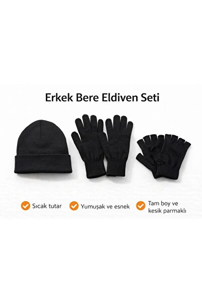 Luna Nueva Fan 3-Piece Winter Set – Beanie + Gloves + Cut-Off Gloves |   Unis...