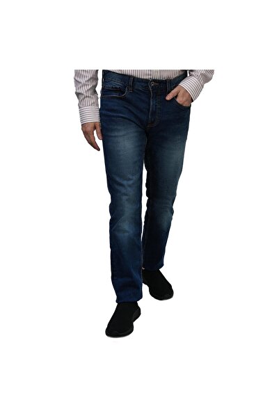 Giordano بنطلون جينز رجالي ضيق بقصة مدببة وخصر منخفض وقماش مطاطي