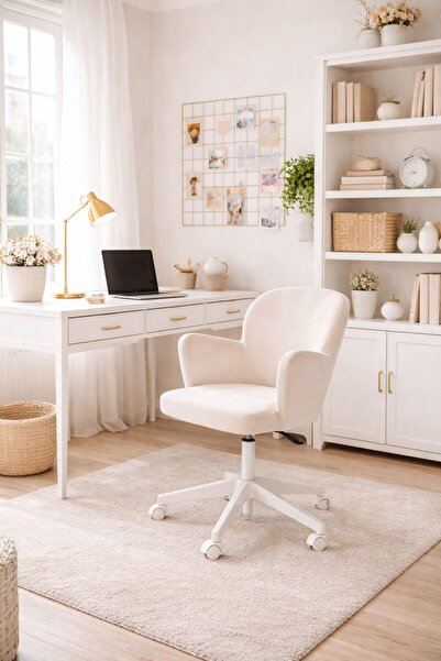 MARKAELZ KELEBEK BEYAZ AYAKLI ÇALIŞMA SANDALYESİ