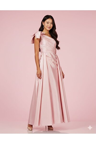 Elbisemhazır Tek Omuz Tafta Kumaş Uzun Abiye Elbise