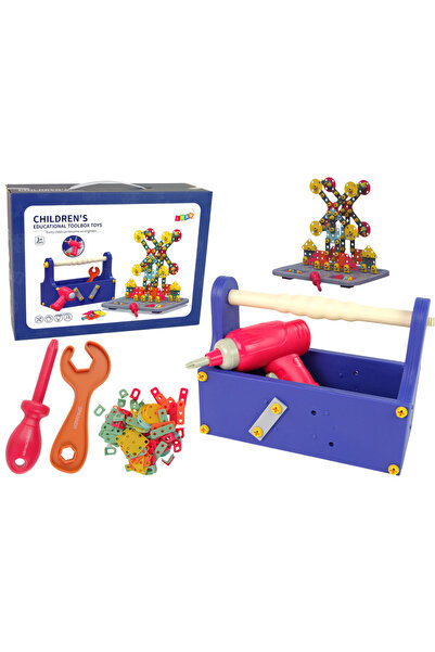 LEAN Set de blocuri de construcție în cutie de scule + șurubelniță cu baterii...